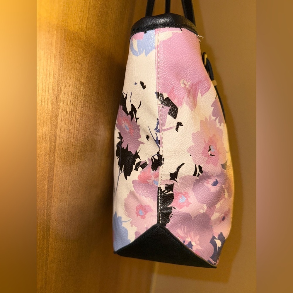 Nine West Floral Print Large Tote Bag – Pink, Purple & Blue - Picture 10 of 11